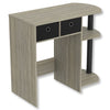Safdie & Co Computer Desk 31.5" Long Dark Taupe with 2 Woven Boxes 2 Shelves and Black Metal for Home Office and Small Spaces. Ideal for writing - - Mounts For Less