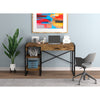Safdie & Co Computer Desk 47.65" Long Brown Reclaimed Wood Look with 1 Drawer 2 Shelves and Black Metal for Home Office and Small Spaces. Ideal for writing - - Mounts For Less