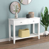 Safdie & Co Entryway Table Console Table Sofa Couch Table Accent Table - 41" Long White with 2 Drawers 1 Shelf and Silver Metal Handles for Living Room - - Mounts For Less