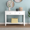 Safdie & Co Entryway Table Console Table Sofa Couch Table Accent Table - 41" Long White with 2 Drawers 1 Shelf and Silver Metal Handles for Living Room - - Mounts For Less