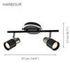 Xtricity - 2-Head Track Light, 14.6'' Width, From the Harbour Collection, Brushed Nickel and Black - - Mounts For Less