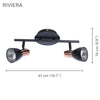 Xtricity - 2 Heads Ceiling Light, 16.1 '' Width, From the Riviera Collection, Black - - Mounts For Less
