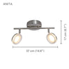 Xtricity - 2 Heads Ceiling Light with Integrated LED, 14.56 '' Width, From Anita Collection, Nickel - - Mounts For Less