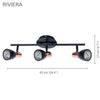 Xtricity - 3 Heads Ceiling Light, 24.4 '' Width, From the Riviera Collection, Black - - Mounts For Less