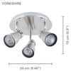 Xtricity - 3 Heads Ceiling Lights, 9.44 '' Width, From The Yorkshire Collection, Nickel Chrome - - Mounts For Less
