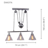 Xtricity - 3-Light Pendant , 29.1 '' Width, From Dakota Collection, Chrome - - Mounts For Less