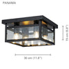 Xtricity - 4-Light Ceiling Light, 11.8'' Width, From the Panama Collection, Black - - Mounts For Less