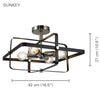 Xtricity - 4-Light Ceiling Light, 16.5'' Width, From the Sunkey Collection, Black - - Mounts For Less