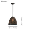 Xtricity - Pendant Light, 11.81 '' Width, From The Ashford Collection, Black and Gold - - Mounts For Less