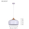 Xtricity - Pendant Light, 13.8 '' Width, From the Belmont Collection, White and Wood - - Mounts For Less
