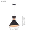 Xtricity - Pendant Light, Width 12.9 '', From the Foster Collection, Black - - Mounts For Less