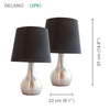 Xtricity - Set of 2 Touch Table Lamps with 3 Level of Intensity, 9 '' x 14.5 '', From the Delano Collection, Black and Silver - - Mounts For Less