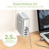 Zendure - Wall Charger with 4 USB Ports with US, UK and EU Travel Adapter, Silver - - Mounts For Less