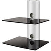 2 shelves Wall Mount in black tempered glass silver mount DEMO - - Mounts For Less