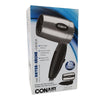 Conair 124AC - Compact Travel Hair Dryer with Foldable Handle, 1600W, Silver - - Mounts For Less