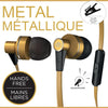 Escape Platinum EHP092 Hands-free Metal Earphones with Microphone Gold - - Mounts For Less