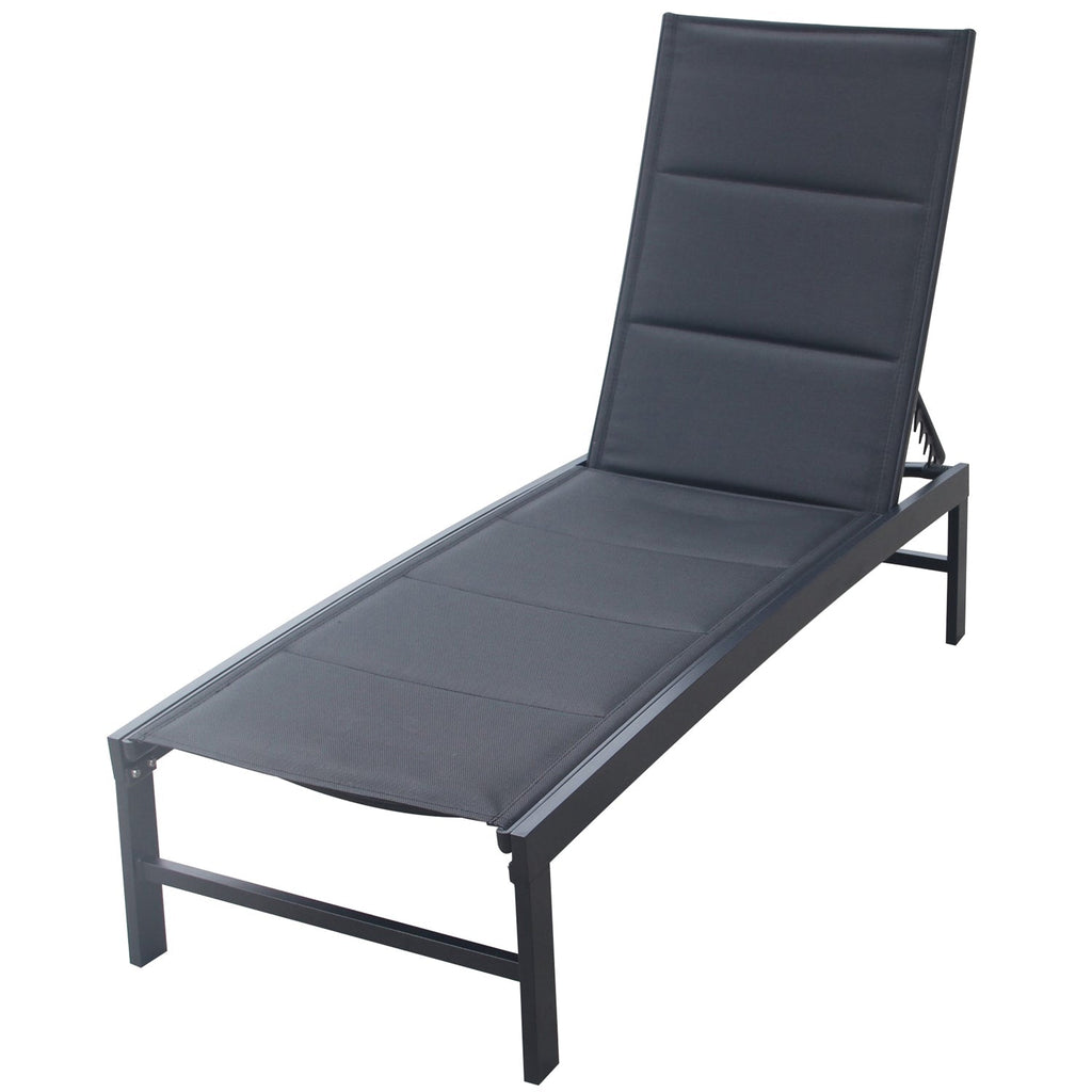 F. Corriveau International - Lounge Chair with Padded Backrest, Aluminum Frame, Black - - Mounts For Less