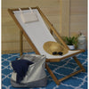 F. Corriveau International - Outdoor Deck Chair, Three Reclining Levels, Wooden Frame, Ivory - - Mounts For Less