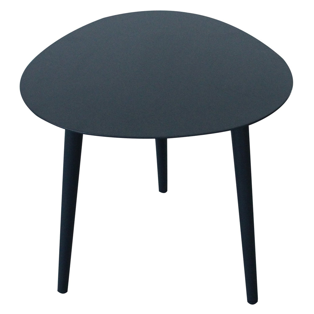 F. Corriveau International - Outdoor Triangular Side Table, 16" x 16" x 16", Aluminum Frame, Black - - Mounts For Less