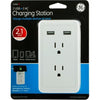 GE 28686 Wall Tap Surge Protector 2 Outlets, 2 USB Ports 450 Joules White - - Mounts For Less