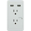 GE 28686 Wall Tap Surge Protector 2 Outlets, 2 USB Ports 450 Joules White - - Mounts For Less