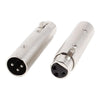 GlobalTone XLR Female to Male XLR 3 Pin Microphone Plug Adapter Silver - - Mounts For Less