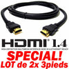 HDMI Cable v1.4 support 3D and Ethernet 1080p 3 feets (2 Pack) - - Mounts For Less