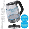 Hauz AGK666 1.7L Stainless Steel Cordless Glass Kettle with LED Base Black - - Mounts For Less