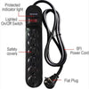 Hyper Tough - 6 Outlet Surge Protector, 900 Joules, 6 Foot Cable, Black - - Mounts For Less