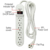 Hyper Tough - 6 Outlet Surge Protector, 900 Joules, 6 Foot Cable, White - - Mounts For Less
