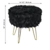 ITY International - Fluffy Ottoman/Footstool with Metal Base, 14.5'' x 16'', Black - - Mounts For Less
