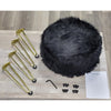 ITY International - Fluffy Ottoman/Footstool with Metal Base, 14.5'' x 16'', Black - - Mounts For Less