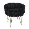 ITY International - Fluffy Ottoman/Footstool with Metal Base, 14.5'' x 16'', Black - - Mounts For Less