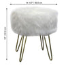 ITY International - Fluffy Ottoman/Footstool with Metal Base, 14.5'' x 16'', White - - Mounts For Less