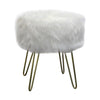 ITY International - Fluffy Ottoman/Footstool with Metal Base, 14.5'' x 16'', White - - Mounts For Less