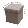 ITY International - Foldable Fabric Ottoman/Footrest with Storage, 15" x 15" x 15", Beige - - Mounts For Less