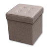 ITY International - Foldable Fabric Ottoman/Footrest with Storage, 15" x 15" x 15", Beige - - Mounts For Less