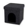 ITY International - Foldable Ottoman/Footrest with Pet Hideout, 15"x15"x15", Black - - Mounts For Less