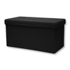 ITY International - Large Plush Fabric Foldable Ottoman/Footrest with Storage, 30" x 15" x 15", Black - - Mounts For Less