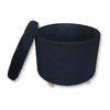 ITY International - Round Ottoman/ Footstool with Storage, Plush Fabric, 18" x 16", Black - - Mounts For Less