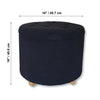 ITY International - Round Ottoman/ Footstool with Storage, Plush Fabric, 18" x 16", Black - - Mounts For Less