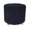 ITY International - Round Ottoman/ Footstool with Storage, Plush Fabric, 18" x 16", Black - - Mounts For Less