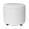 ITY International - Round Ottoman/ Footstool with Storage, Plush Fabric, 18" x 16", White - - Mounts For Less