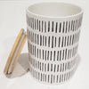 ITY International - Set of 3 Airtight Ceramic Storage Jars with Bamboo Lid, Size Large, White and Black - - Mounts For Less