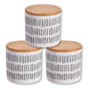 ITY International - Set of 3 Airtight Ceramic Storage Jars with Bamboo Lid, Size Small, White and Black - - Mounts For Less