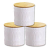ITY International - Set of 3 Airtight Ceramic Storage Jars with Bamboo Lid, Size Small, White - - Mounts For Less