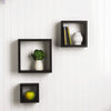 ITY International - Set of 3 Square Wooden Shelves, Black - - Mounts For Less
