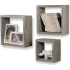 ITY International - Set of 3 Square Wooden Shelves, Taupe Grey - - Mounts For Less