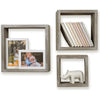 ITY International - Set of 3 Square Wooden Shelves, Taupe Grey - - Mounts For Less