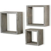 ITY International - Set of 3 Square Wooden Shelves, Taupe Grey - - Mounts For Less